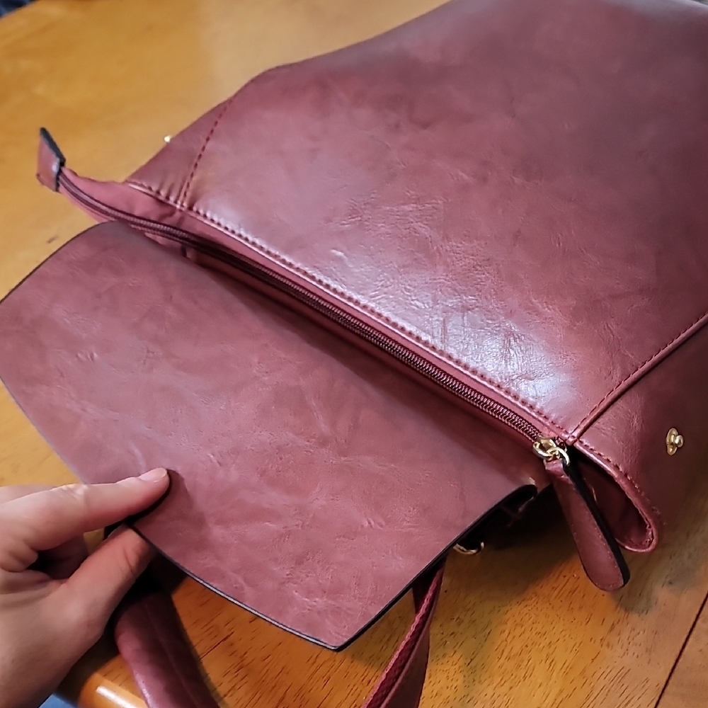 Burgundy Convertible Backpack - Picture 9 of 10